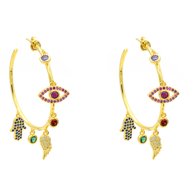 Colourful Branded Hoop Earrings, hoop earrings, Bali earrings, beads  earrings